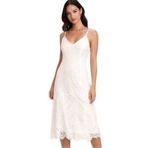 NWT Lulus White Floral Lace Midi Dress, Size S